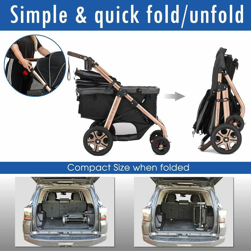 3-in-1ペット用カートキャリーカーシートドッグキャット犬猫HPZPetRoverPrime3-in-1LuxuryDog/Cat/PetStroller(TravelCarrier+CarSeat+Stroller)withDetachCarrier/Pump-FreeRubberTires/AluminumFrame/ReversibleHandle