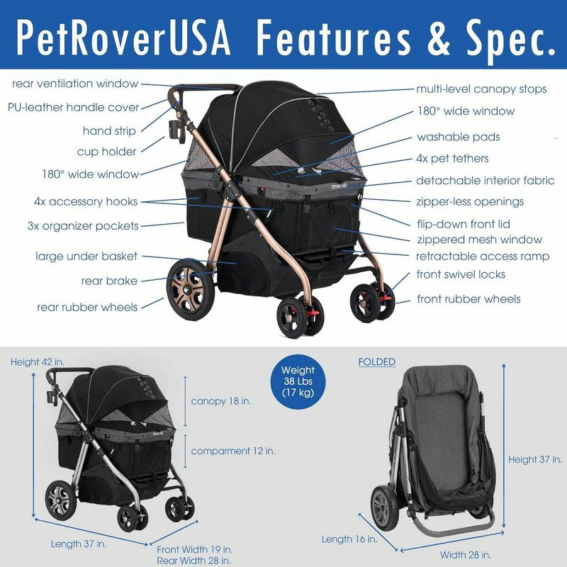 3-in-1ペット用カートキャリーカーシートドッグキャット犬猫HPZPetRoverPrime3-in-1LuxuryDog/Cat/PetStroller(TravelCarrier+CarSeat+Stroller)withDetachCarrier/Pump-FreeRubberTires/AluminumFrame/ReversibleHandle