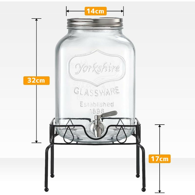 メイソンジャーガラスドリンクディスペンサー7.5Lボトルタグインフューザーワイヤースタンド付Core2GallonMasonJarGlassBeverageDispenserwithInfusionChamber,ChalkboardSign,andBlackStand553220025BKT