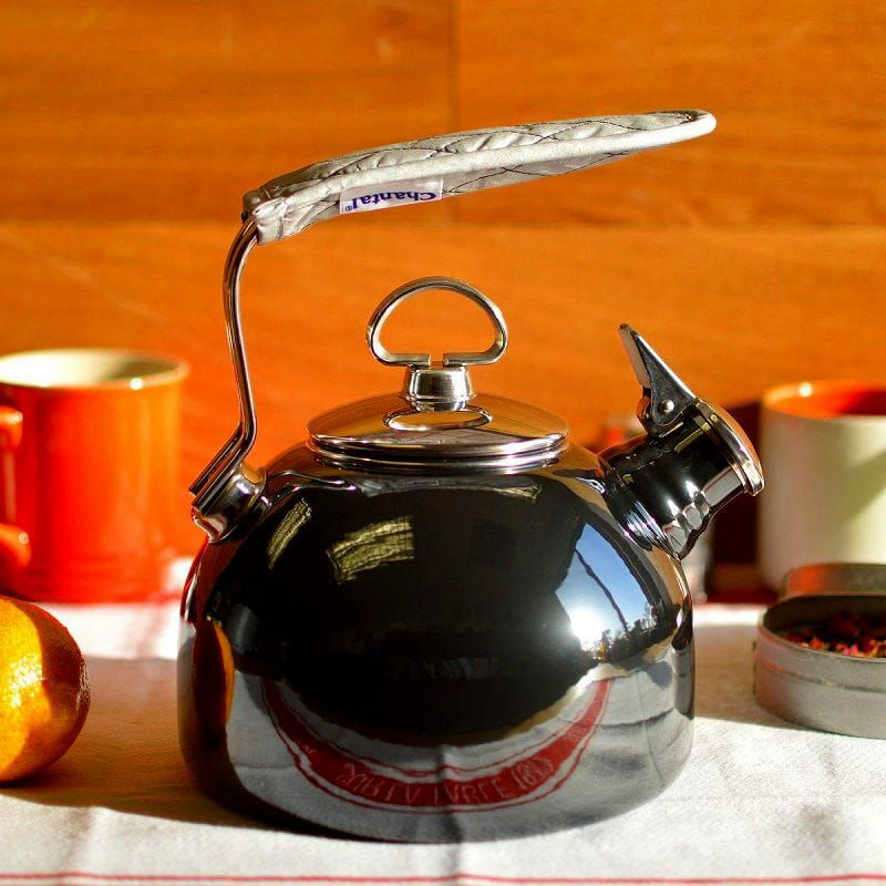 笛吹きケトルやかん1.7LIH対応クラシックブラックドイツ製のハーモニカChantalStainlessClassicTeakettle37-18SME