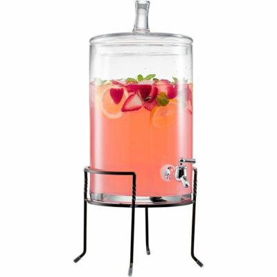 ガラスドリンクディスペンサー9.4Lワイヤースタンド付2.5GallonRoundGlassBeverageDispenserwithMetalStand494210947GB