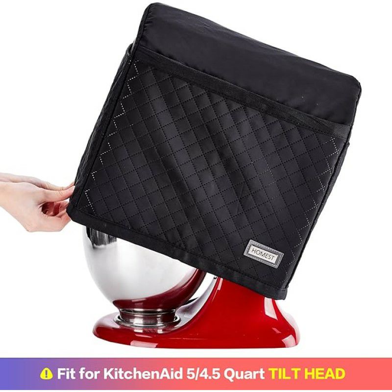 キッチンエイドボウルリフト5-8クォートスタンドミキサー用カバーポケット付キルトHOMESTStandMixerQuiltedDustCoverwithPocketsCompatiblewithKitchenAidBowlLift5-8Quart