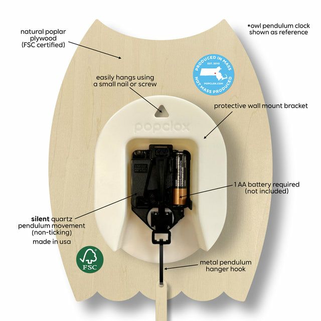 ウォールクロックコアラクォーツアクリルマット仕上げ振り子時計壁掛けアメリカ製モダンムースModernMoosekoalapendulumclock