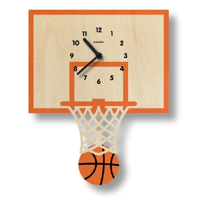 ウォールクロック バスケットボール 木製 ウッド 振り子 時計 壁掛け モダン ムース Modern Moose basketball  pendulum clock | アルファエスパス