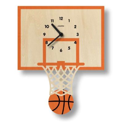 ウォールクロック バスケットボール 木製 ウッド 振り子 時計 壁掛け モダン ムース Modern Moose basketball pendulum clock