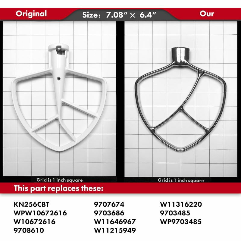スタンドミキサー用ビーターステンレス食洗機対応フラット平面キッチンエイド適合ボウルリフトパーツ部品qApFlatBeaterReplacementforKitchenAid5plus/6Qt.Bowl-LiftStandMixers/Polished18/8StainlessSteelPaddleAccessories/DishwasherSafe