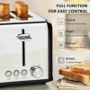 ポップアップトースター4枚焼ステンレスToaster4Slice,CUSIBOXStainlessSteelToasterwithBAGEL/DEFROST/CANCELFunction,ExtraWideSlotsFourSliceBreadBagelToaster,1650W,Black家電