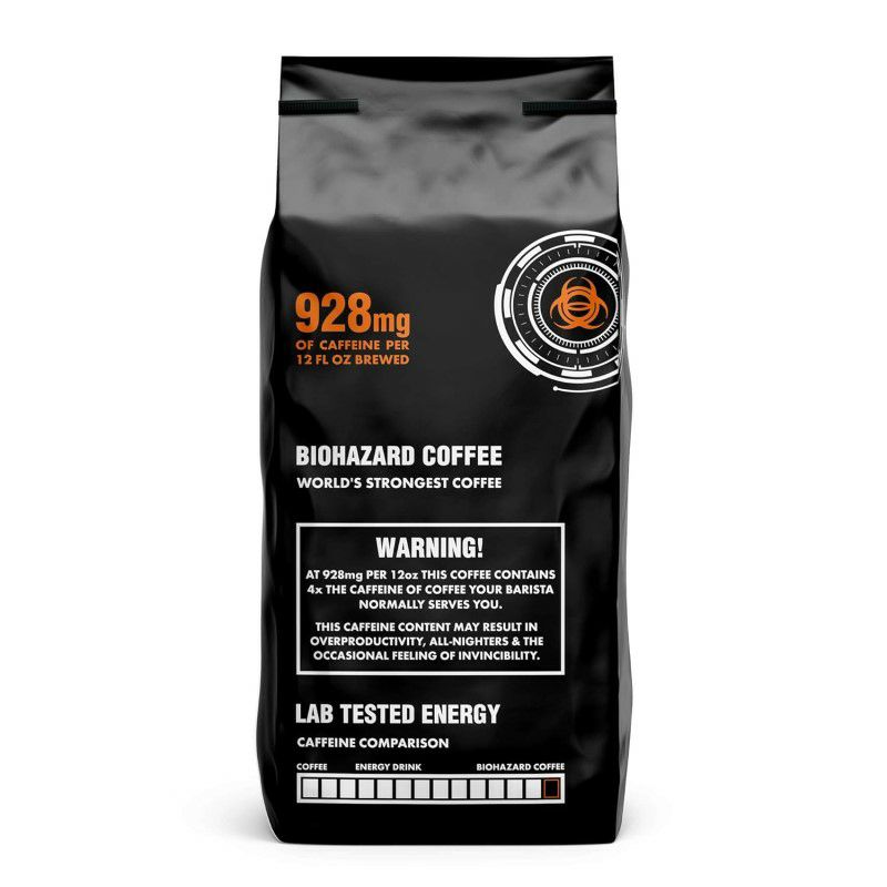 高カフェインストロングコーヒー粉454gダークローストバイオハザードBiohazardGroundCoffee,TheWorld'sStrongestCoffee928mgCaffeine(16oz)