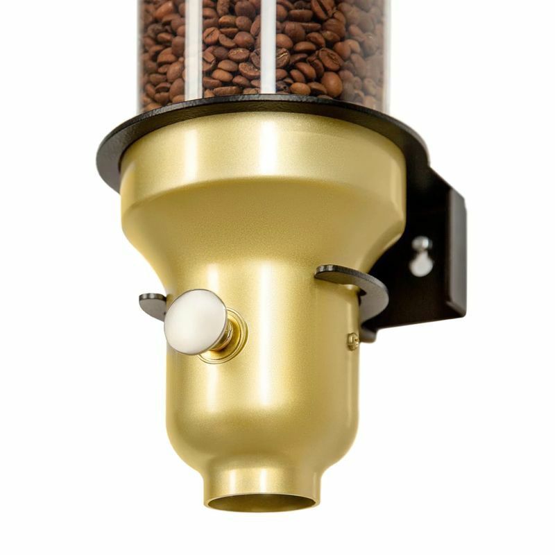 コーヒー豆ディスペンサーサーバー壁掛け4.5Lゴールド金ノブを引いて出すIDMG10COFFEEBEANDISPENSER