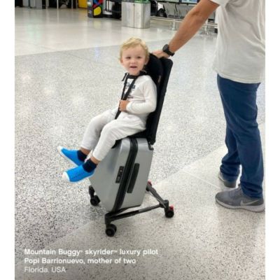 子供が乗れる スーツケース 4輪 幼児用 クッション ベルト シルバー 旅行<br> Mountain buggy skyrider luxury