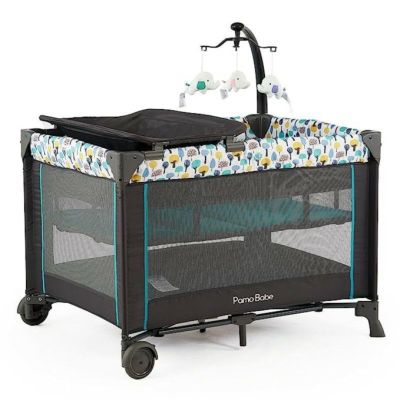 折りたたみ プレイヤード マットレス バシネット おもちゃ キャスター付 子供 赤ちゃん<br> Portable Crib for Baby, Portable Baby Playpen with Detachable Bassinet and Changing Table