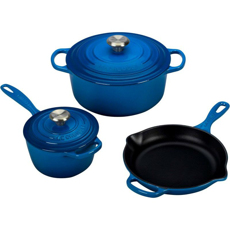 【送料無料】LeCreusetルクルーゼキャストアイアンクックウェア3点セットオレンジLeCreuset5-PieceEssentialCastIronCookwareSet