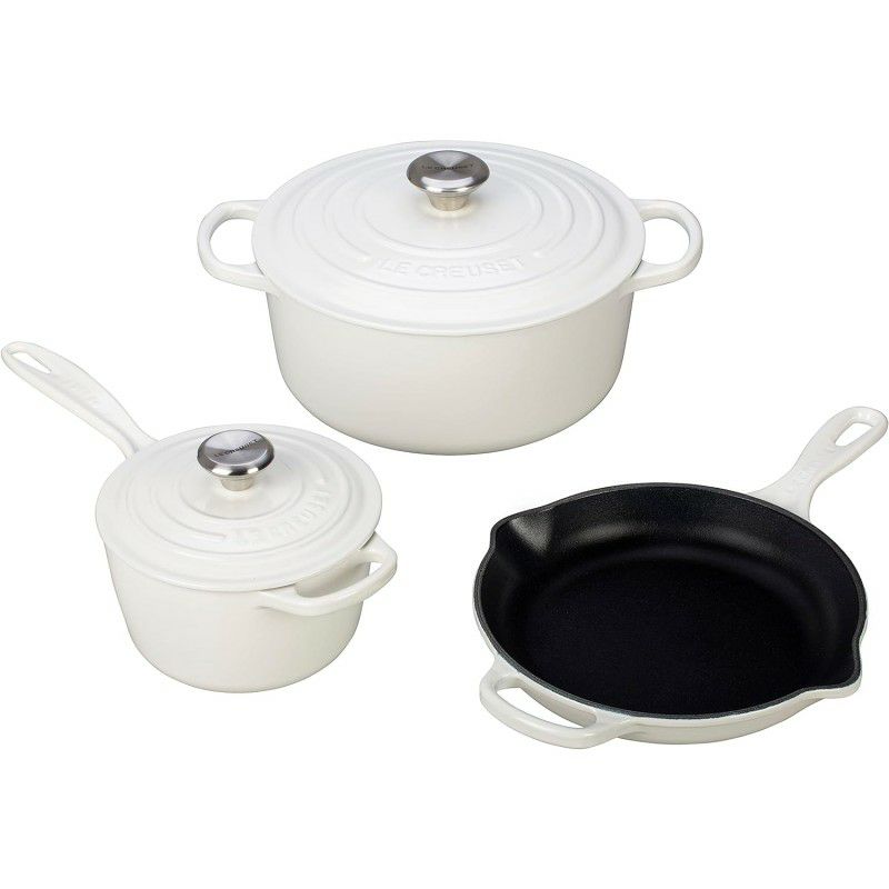 【送料無料】LeCreusetルクルーゼキャストアイアンクックウェア3点セットオレンジLeCreuset5-PieceEssentialCastIronCookwareSet