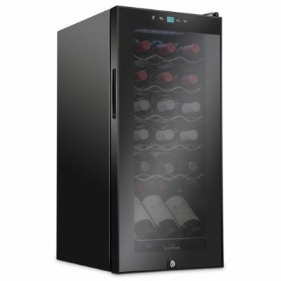 ワインクーラー 最大18本 鍵付 静音 耐紫外線 二重ガラスドア LEDライト デジタルディスプレイ Ivation 18 Bottle Compressor Wine Cooler Refrigerator IVFWCC181LB 家電