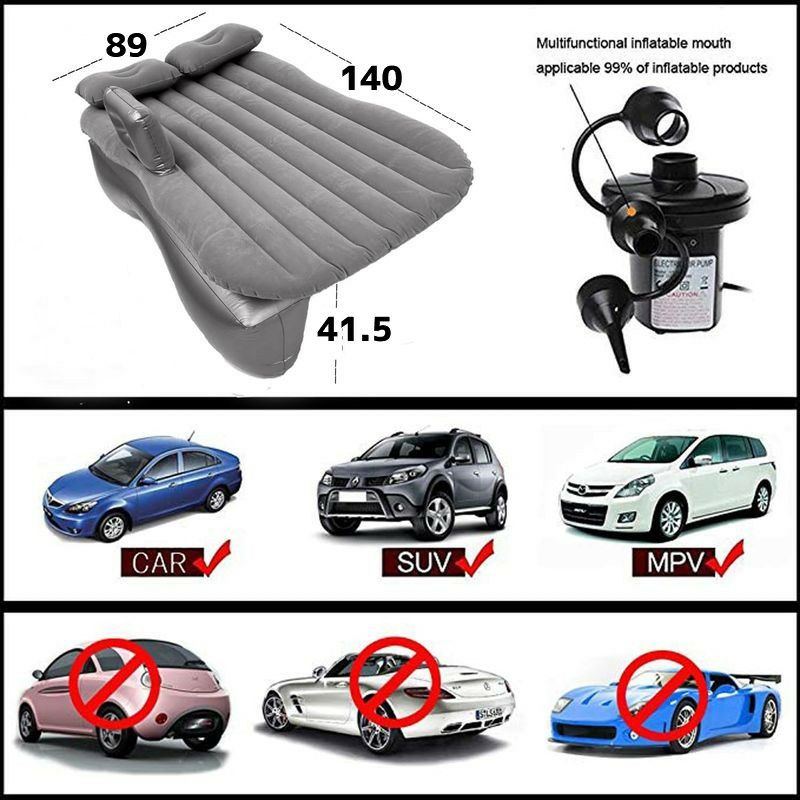 カーエアマットレス車用後部座席ポータブルベッドクッション電動空気入れ枕付キャンプ車中泊OniriiInflatableCarAirMattressBackSeatBedThickenedCarCampingAirMattressBedwithAirPump,55"×35"Portable