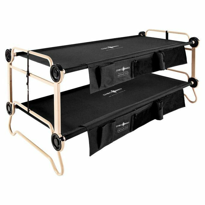 折りたたみベッド2段ベンチ226kgまでキャンプアウトドアDisc-O-BedwithOrganizers,Black,Large