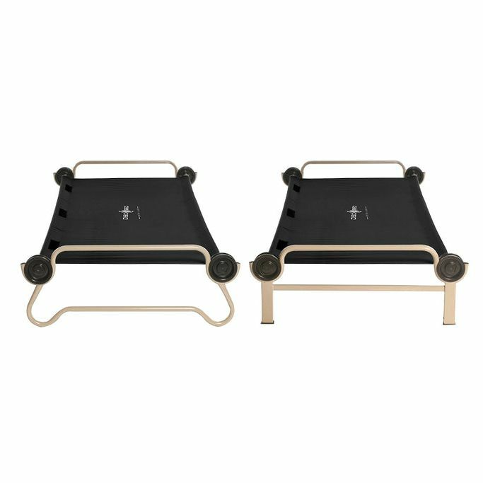 折りたたみベッド2段ベンチ226kgまでキャンプアウトドアDisc-O-BedwithOrganizers,Black,Large