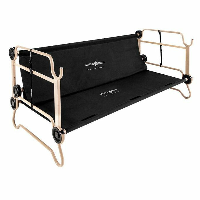 折りたたみベッド2段ベンチ226kgまでキャンプアウトドアDisc-O-BedwithOrganizers,Black,Large