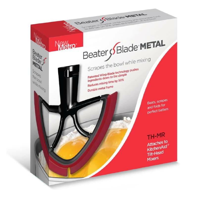 キッチンエイド4.5-5クオートパーツ部品スタンドミキサー用スパチュラ付ビーターレッドNewMetroDesignBeaterBladeMetalTH-MRCompatiblewithKitchenAid4.5-5QtTilt-headStandMixerRed