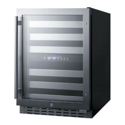 ワインセラー 冷蔵庫 46ボトル ビルトイン可 幅60cm リバーシブル ガラスドア 鍵付き ステンレス Summit 24 Inch Commercially Approved Built-In Wine Cellar ALWC532 【代引不可】