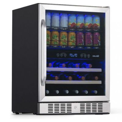 ワインクーラー ドリンク 冷蔵庫 20本 70缶 ビルトイン可 ブラック ステンレス ガラスドア 鍵付 ニューエアー 150L NewAir AWB-400DB Wine and Beverage Refrigerator Cooler 20Bottle and 70 Can Capacity 家電