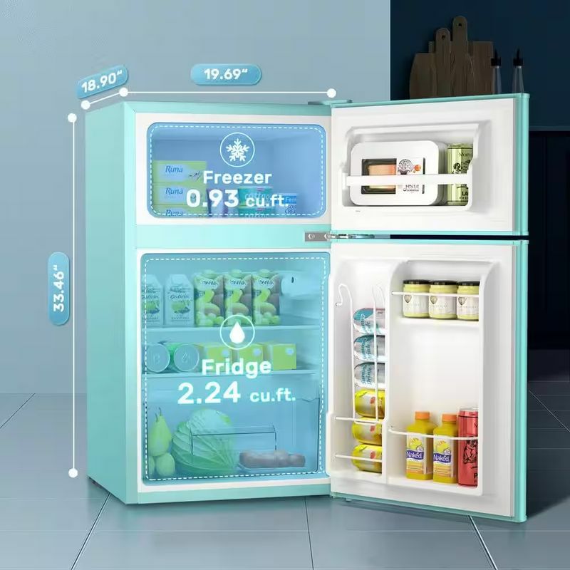 冷蔵庫冷凍庫付レトロ2ドアコンパクト90LMagicChefRetro3.2cu.ft.2-DoorMiniFridgeinMintGreen家電