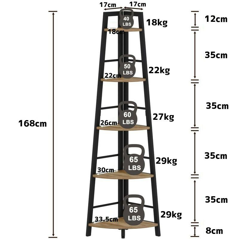 コーナーシェルフ木製ラック5段棚ディスプレイSpringSun5-TierCornerLadderWoodShelf,DisplayRackMultipurposeBookshelfandPlantStandforLivingRoomandOffice