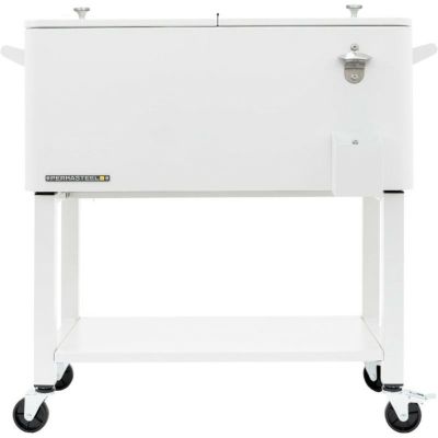 カート型 クーラーボックス 76L 栓抜き付 Permasteel 80-Qt Outdoor Patio Cooler with Removable Basin, Outside Beverage Cooler Cart, Rolling Cooler with Wheels and Handles, White