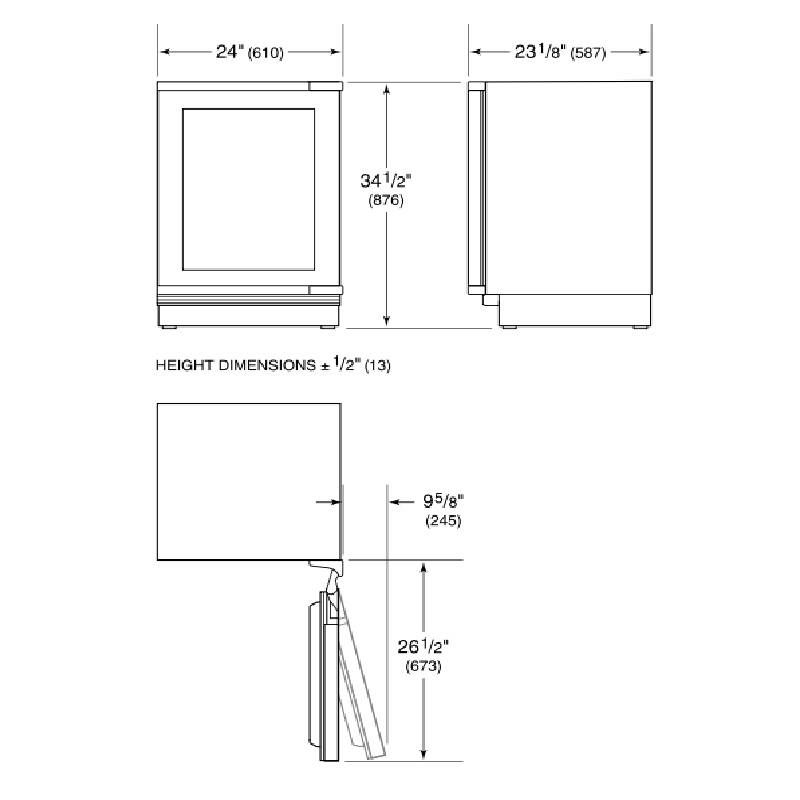 サブゼロワインクーラー冷蔵庫幅61cmビルトイン42本Sub-ZeroDEU2450W家電【代引不可】