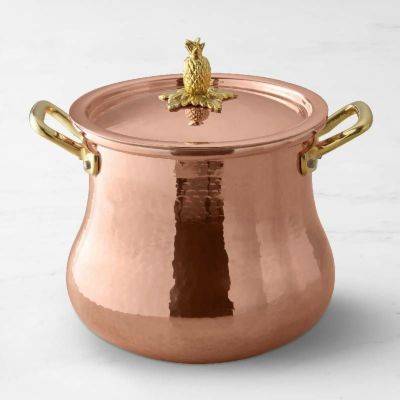 ウイリアムズ・ソノマ 限定モデル イタリア ルフォーニ 銅製 ストックポット 鍋 パイナップル 5.2L Ruffoni Historia  Hammered Copper Stock Pot with Pineapple Knob | アルファエスパス