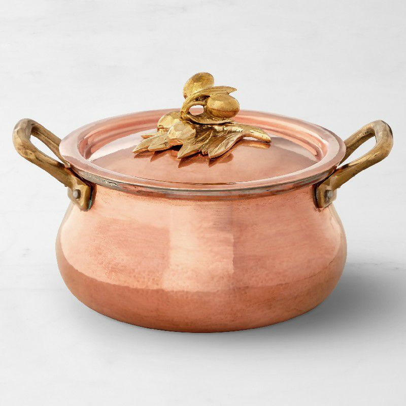 ウイリアムズ・ソノマ 限定モデル イタリア ルフォーニ 銅製 ストックポット 鍋 オリーブ 3.3L Ruffoni Historia  Hammered Copper Stock Pot with Olive Knob | アルファエスパス