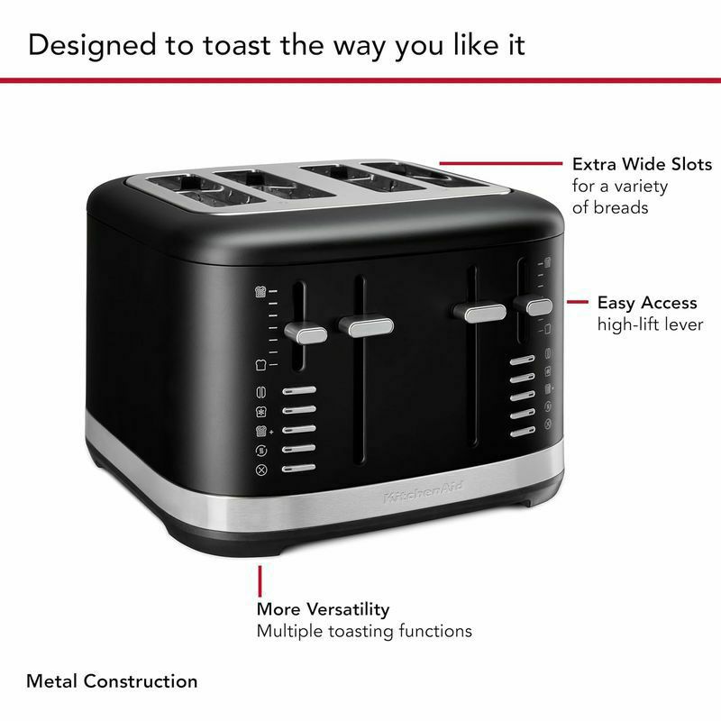 ポップアップトースター4枚焼キッチンエイド焼き色5段階KitchenAidKmt4115cu4-SliceToasterwithManualHigh-LiftLever家電