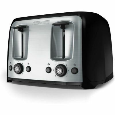 ポップアップトースター 4枚焼 ステンレス ブラック・アンド・デッカー BLACK+DECKER 4-Slice Toaster, Extra Wide Slots, 7 Shade Settings, Frozen and Bagel Buttons, Toast Shade Selector, Extra Lift 家電