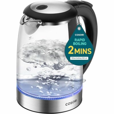 ガラス 電気ケトル 1.7L ステンレスパーツ 自動OFF LEDライト COSORI Electric Kettle, No Plastic Contact with Water, 1.7L/1500W, Stainless Steel Inner Lid & Filter 家電