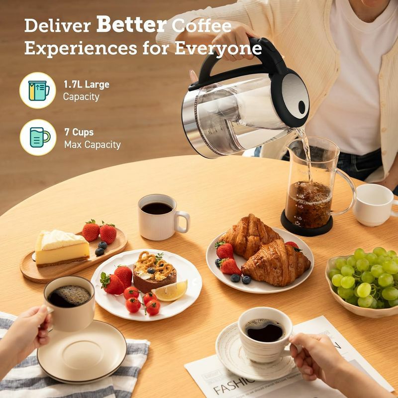 ガラス電気ケトル1.7LBPAフリーLEDライトCOSORIElectricKettle(BPA-Free),1.7LGlassWaterBoiler&TeaHeaterwithLEDIndicatorLight,AutoShut-Off&Boil-DryProtection,100%StainlessSteelInnerLid&Bottom家電