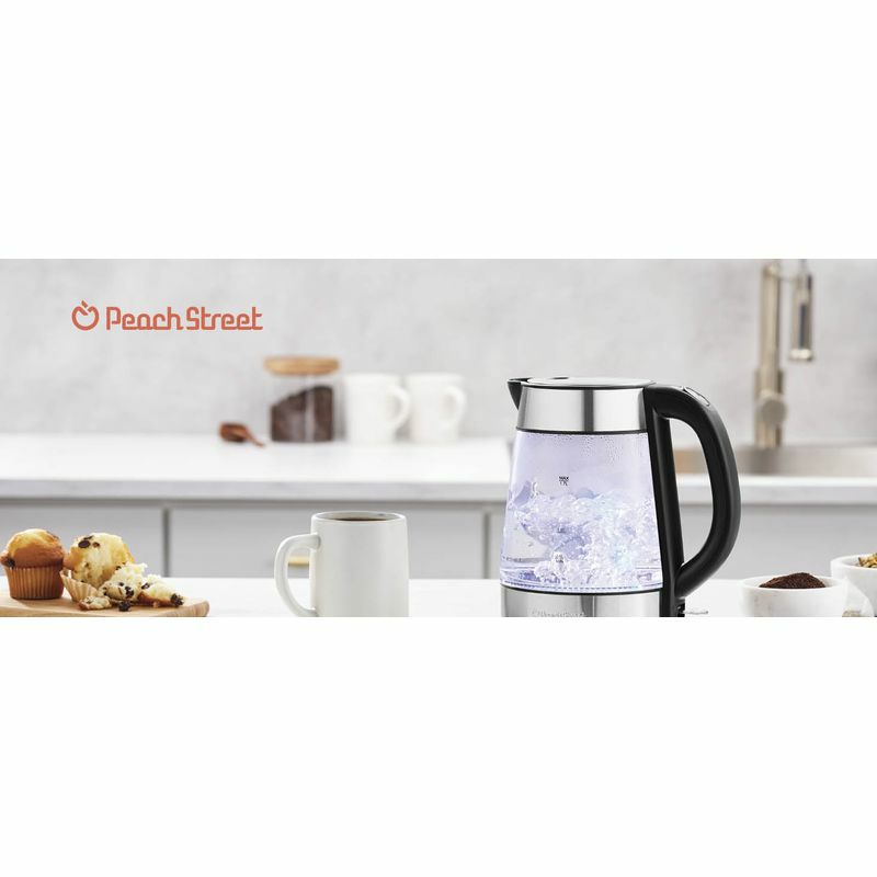 コードレス電気ガラスケトル1.7LPeachStreetSpeed-BoilElectricKettleForCoffee&Tea-1.7LWaterBoiler1500W,BorosilicateGlass,EasyCleanWideOpening,AutoShut-Off,CoolTouchHandle,LEDLight.360°Rotation,BoilDryProtection家電