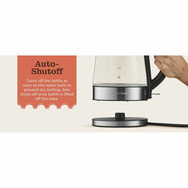 コードレス電気ガラスケトル1.7LPeachStreetSpeed-BoilElectricKettleForCoffee&Tea-1.7LWaterBoiler1500W,BorosilicateGlass,EasyCleanWideOpening,AutoShut-Off,CoolTouchHandle,LEDLight.360°Rotation,BoilDryProtection家電