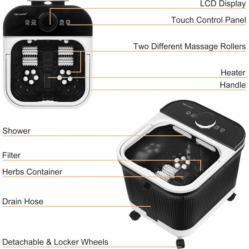 フットバス足湯温度調節バブル電動ローラーバイブレーションH&BLuxuriesFootSpaMassagerwithHeatforStressRelief,FeetBathwithMotorizedRollersandShower,TemperatureControl,TimerandLCDDisplay家電