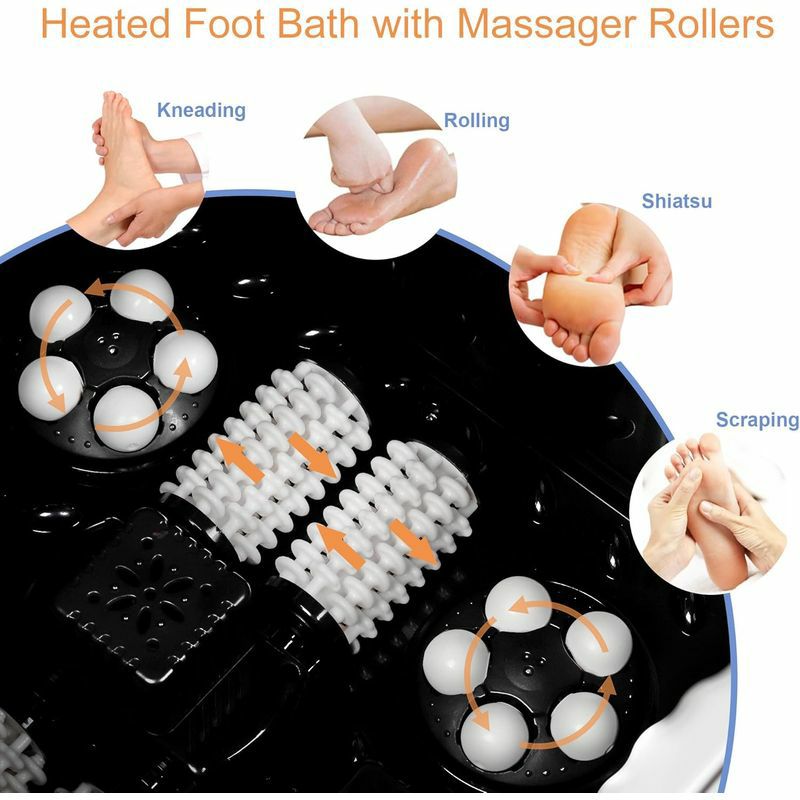 フットバス温度調節ジェットローラーGideonLuxuryFootSpaBathMassagerwithHeat_HeatedFootSoak-4BubblingWaterJets+6RollingMassageWheels+SoothingBlueLEDLight