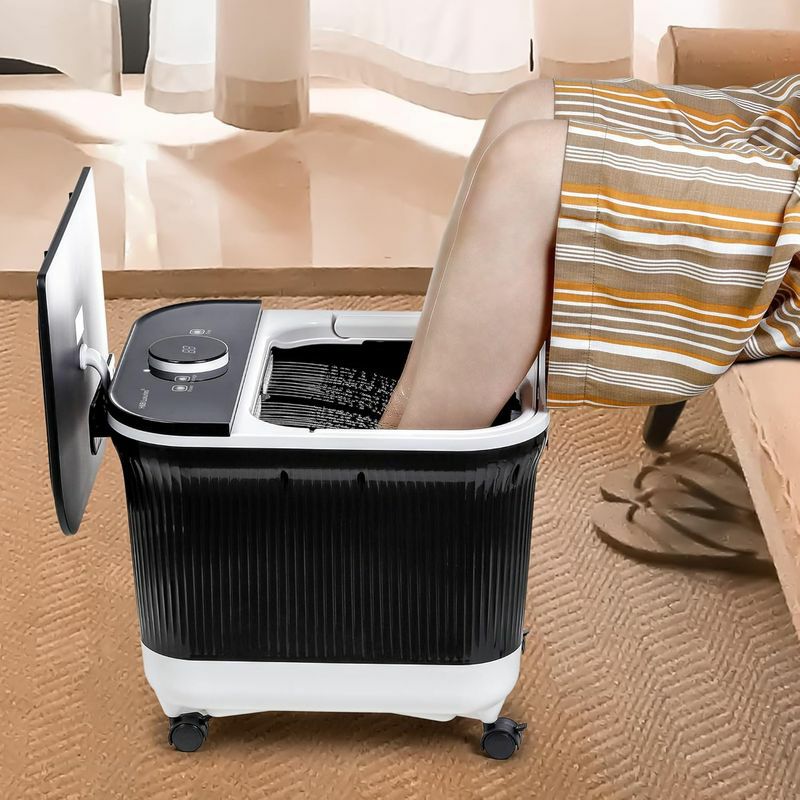 フットバス足湯温度調節バブル電動ローラーバイブレーションH&BLuxuriesFootSpaMassagerwithHeatforStressRelief,FeetBathwithMotorizedRollersandShower,TemperatureControl,TimerandLCDDisplay家電