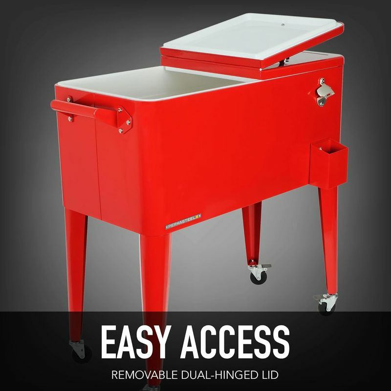 カート型クーラーボックス76Lペプシ栓抜き付PermasteelPS-203F1-PEPSI-AM80QuartPortableRollingPatioCooler,Cream