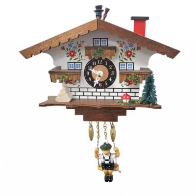 壁掛け時計 ドイツ製 からくり時計風 ウォールクロック Chalet Clock Quartz with Swinging Boy & Chimney Sweep Engstler