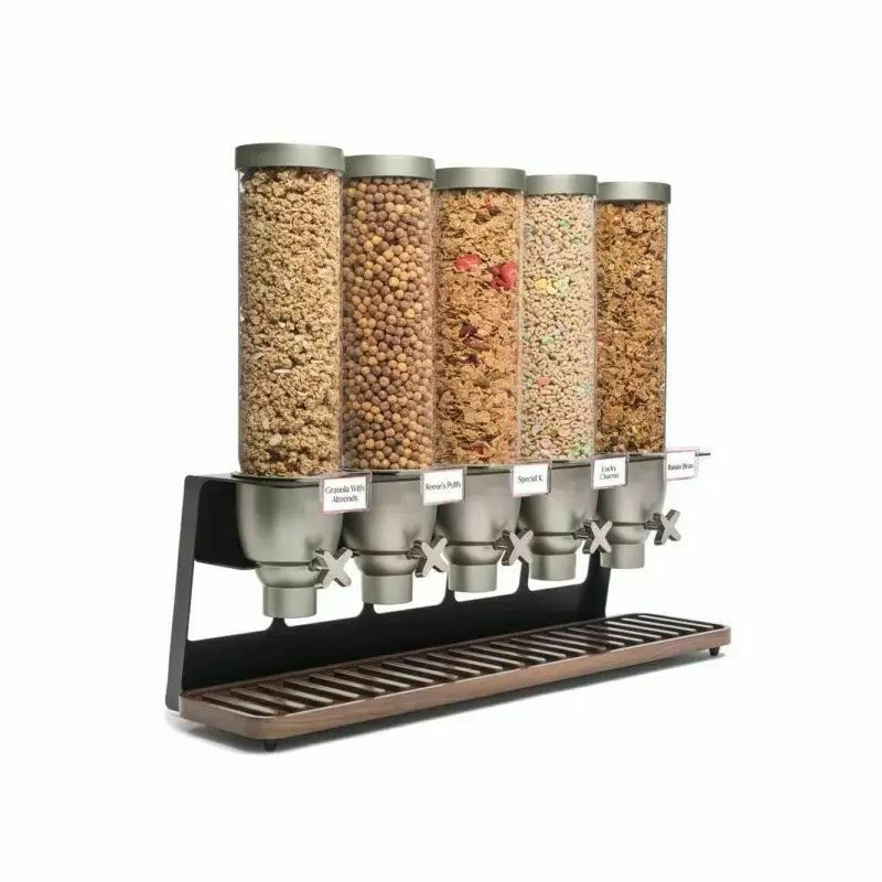 フードディスペンサーサーバー壁掛け5連各9.5LシリアルスナックキャンディーゼリービーンズホテルレストランRossetoEZ574EZ-SERV4.9LiterFiveCanisterWall-MountedSnack/CerealDispenser-291/4"x71/2"x3613/16"