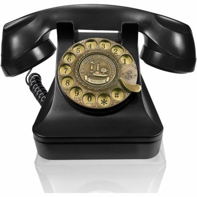 黒電話 ダイヤルフォン レトロ IRISVO Retro Rotary Landline Phone for Home, Vintage Rotary Dial Phone Old Fashion Telephone Corded Phone with Hands Free Function
