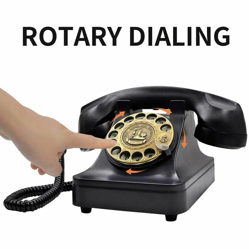 電話ダイヤル式黒電話レトロアンティークビンテージブラックIRISVORotaryDialTelephoneRetroOldFashionedLandlinePhoneswithClassicMetalBell,CordedPhonewithSpeakerandRedialFunctionforHomeandDecor