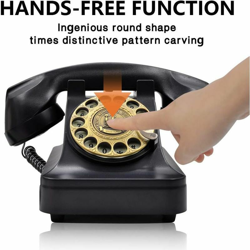 電話ダイヤル式黒電話レトロアンティークビンテージブラックIRISVORotaryDialTelephoneRetroOldFashionedLandlinePhoneswithClassicMetalBell,CordedPhonewithSpeakerandRedialFunctionforHomeandDecor