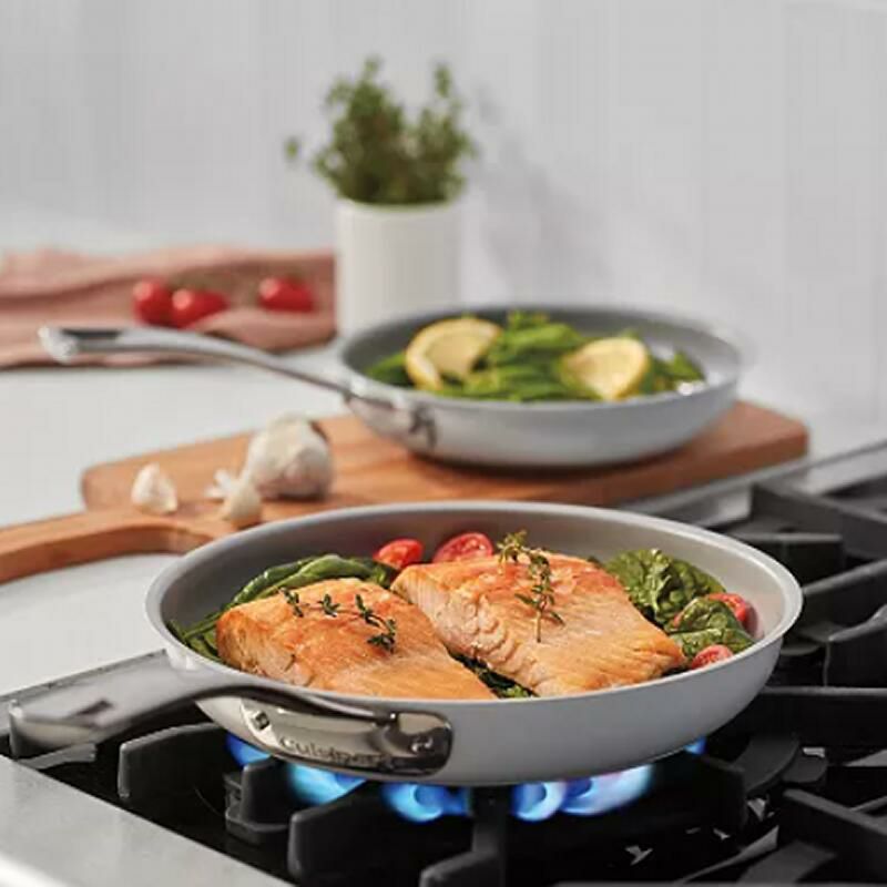 フライパン25cmステンレススチールIH対応クイジナートフッ素樹脂加工CuisinartMatteWhiteNonstick10"SkilletStainlessSteelSkillet