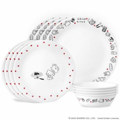 コレール ハローキティ 食器 4組 12点セット ディナーウェア アメリカ製 Corelle Hello Kitty, Very Delicious 12-piece Dinnerware Set, Service for 4