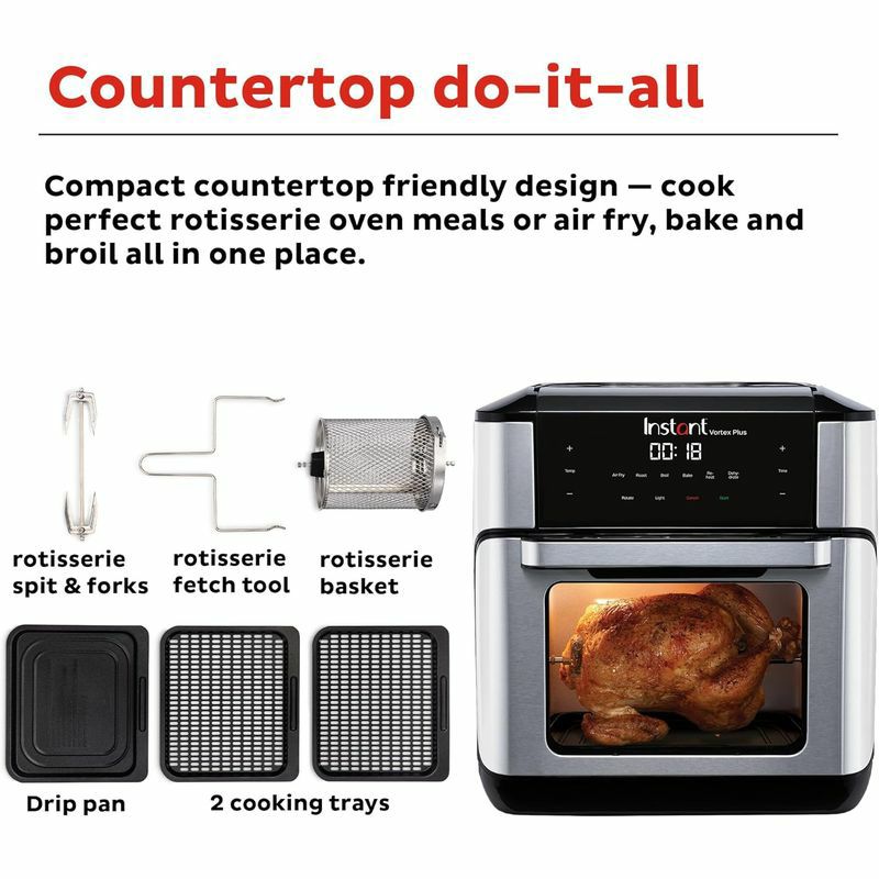 ロティサリーオーブンエアフライ食品乾燥チキンInstantPot10QTAirFryer,7-in-1FunctionswithEvenCrispTechnologythatCrisps,Broils,Bakes,Roasts,Dehydrates,Reheats&Rotisseries家電