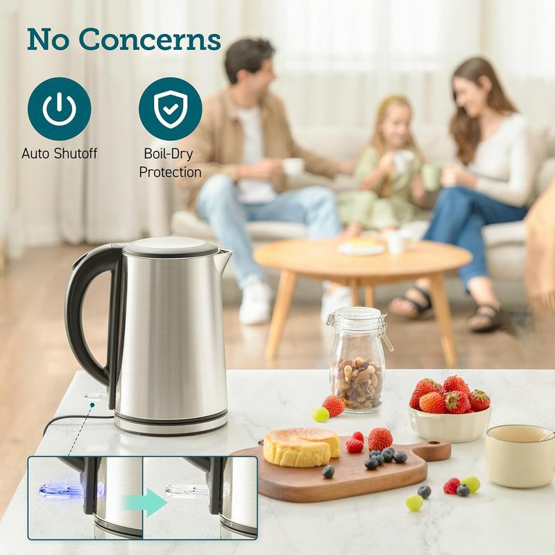 熱くならない電気ケトル1.5LステンレスCOSORIElectricKettle,Cool-TouchDoubleWallStainlessSteelInsulated,AutomaticShutOff&Boil-DryProtection,DurableTeaKettleBoiler&Heater,1.5L/1500W家電